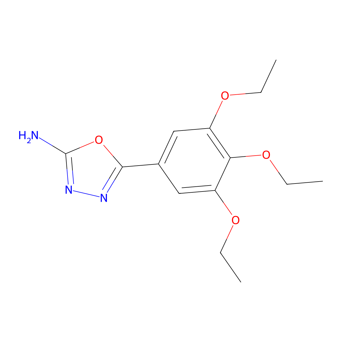 5-(3,4,5-Triethoxyphenyl)-1,3,4-oxadiazol-2-amine molecular structure, CAS 19949-31-6
