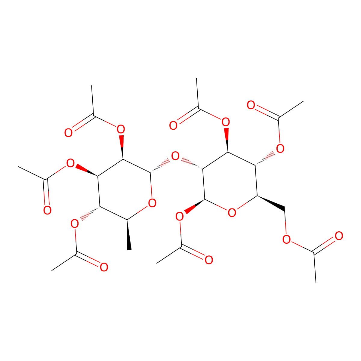 Neohesperidose heptaacetate molecular structure, CAS 19949-47-4