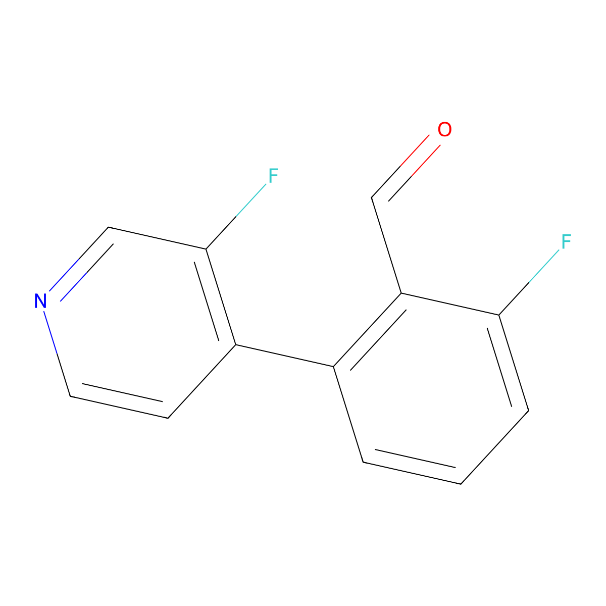 2-Fluoro-6-(3-fluoropyridin-4-yl)benzaldehyde molecular structure, CAS 1994921-54-8