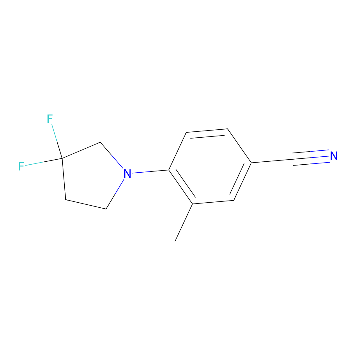 4-(3,3-Difluoropyrrolidin-1-yl)-3-methylbenzonitrile molecular structure, CAS 1994958-43-8