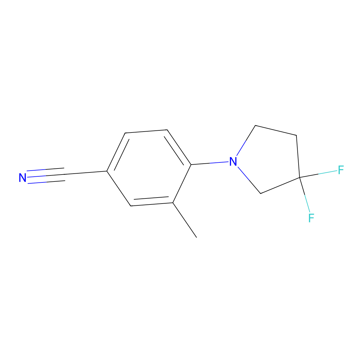 4-(3,3-Difluoropyrrolidin-1-yl)-3-methylbenzonitrile molecular structure, CAS 1994958-43-8