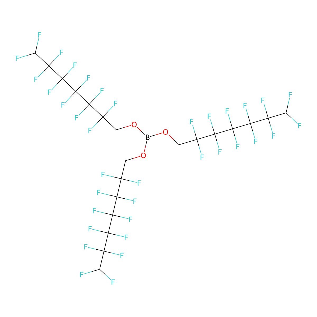Tris(1H,1H,7H-perfluoroheptyl)borate molecular structure, CAS 1995-96-6