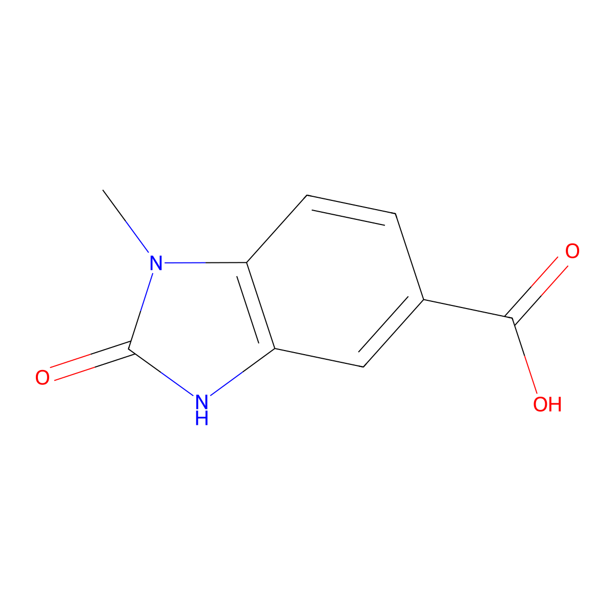 1-Methyl-2-oxo-2,3-dihydro-1H-1,3-benzodiazole-5-carboxylic acid molecular structure, CAS 19950-97-1