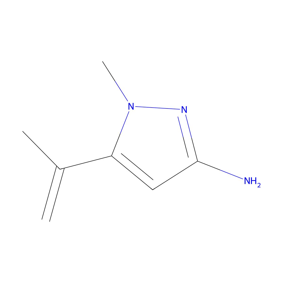 1-Methyl-5-(prop-1-en-2-yl)-1H-pyrazol-3-amine molecular structure, CAS 1995072-11-1