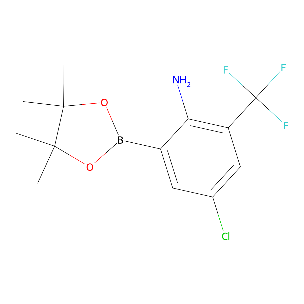 4-Chloro-2-(tetramethyl-1,3,2-dioxaborolan-2-yl)-6-(trifluoromethyl)aniline molecular structure, CAS 1995072-92-8