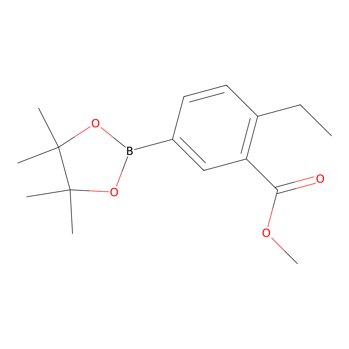 Methyl 2-ethyl-5-(4,4,5,5-tetramethyl-1,3,2-dioxaborolan-2-YL)benzoate molecular structure, CAS 1995136-60-1