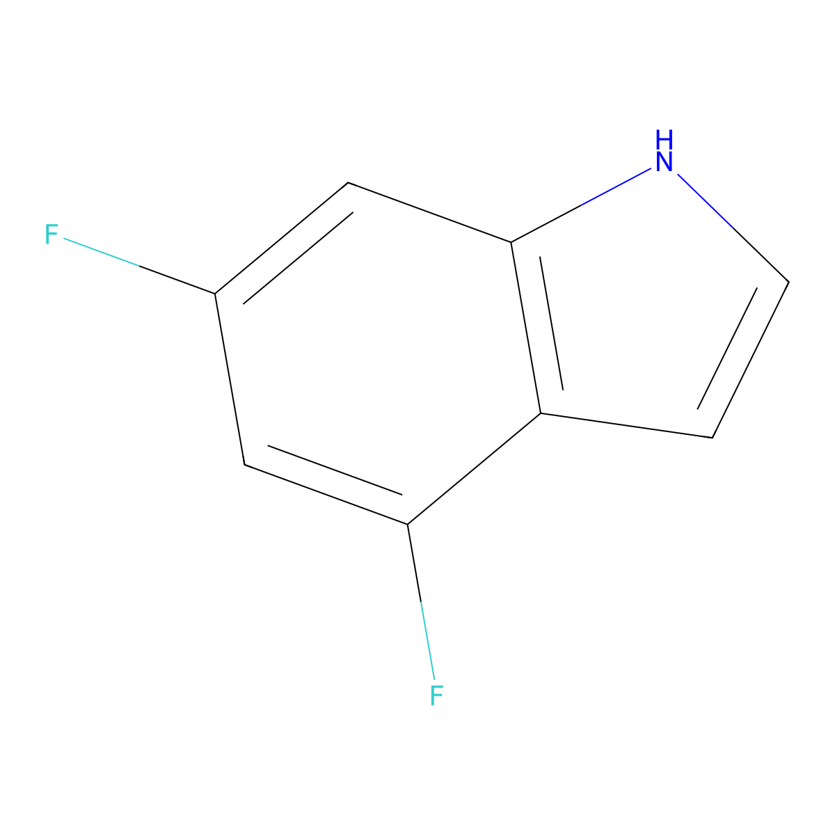 4,6-difluoro-1H-indole molecular structure, CAS 199526-97-1