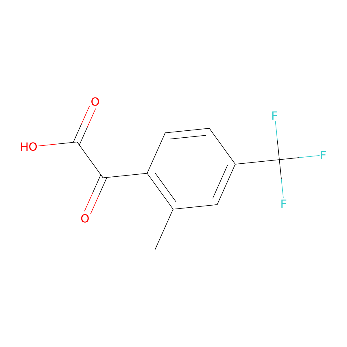 2-[2-Methyl-4-(trifluoromethyl)phenyl]-2-oxoacetic acid molecular structure, CAS 1995348-59-8
