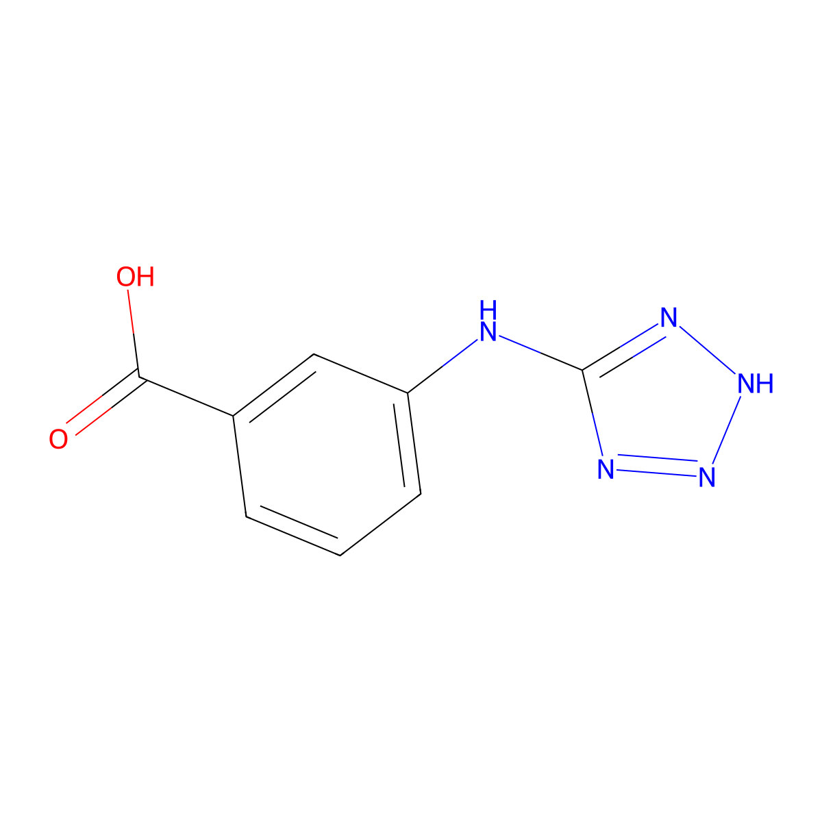 3-(2H-tetrazol-5-ylamino)benzoic acid molecular structure, CAS 199535-07-4