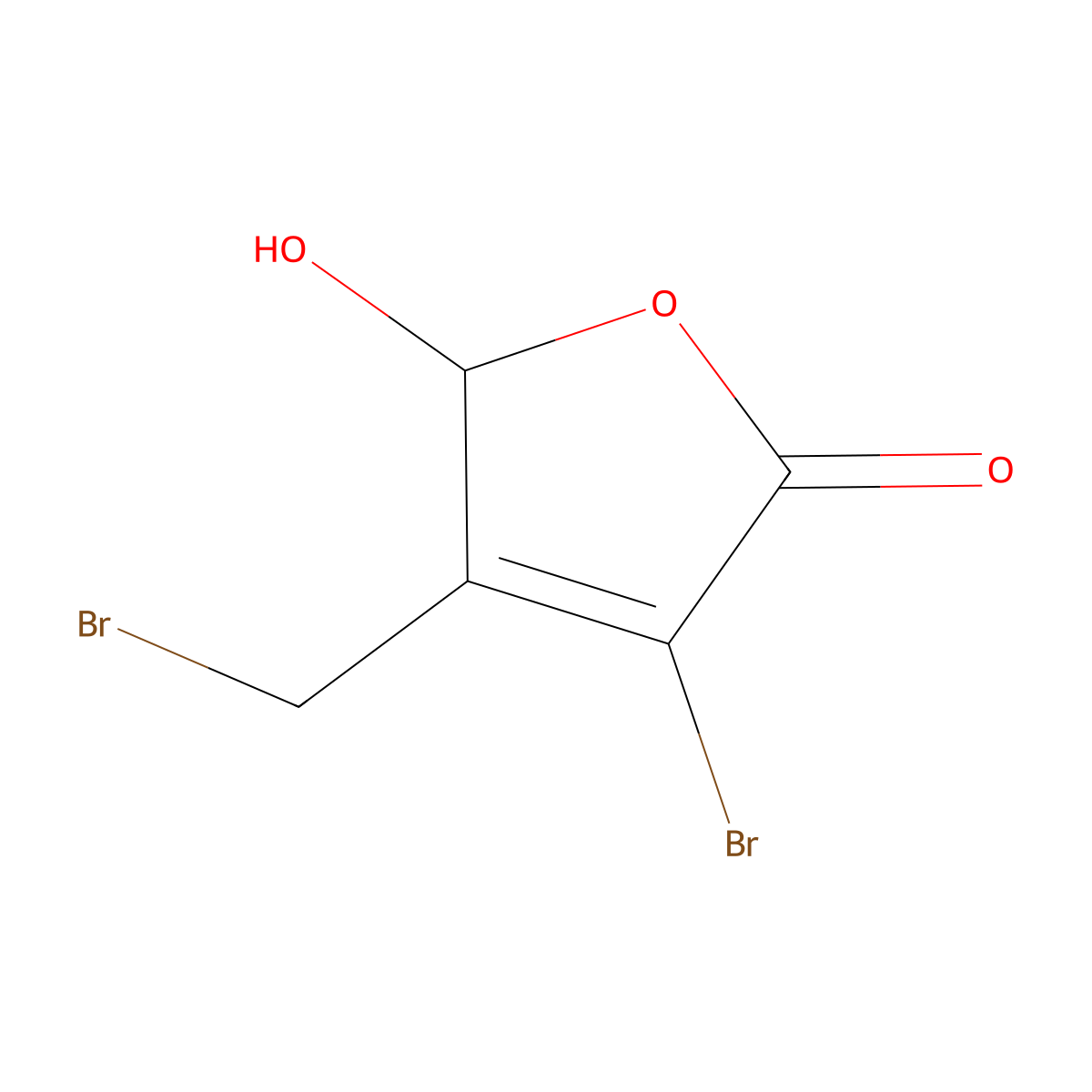 3-Bromo-4-(bromomethyl)-5-hydroxy-2(5H)-furanone molecular structure, CAS 199536-64-6