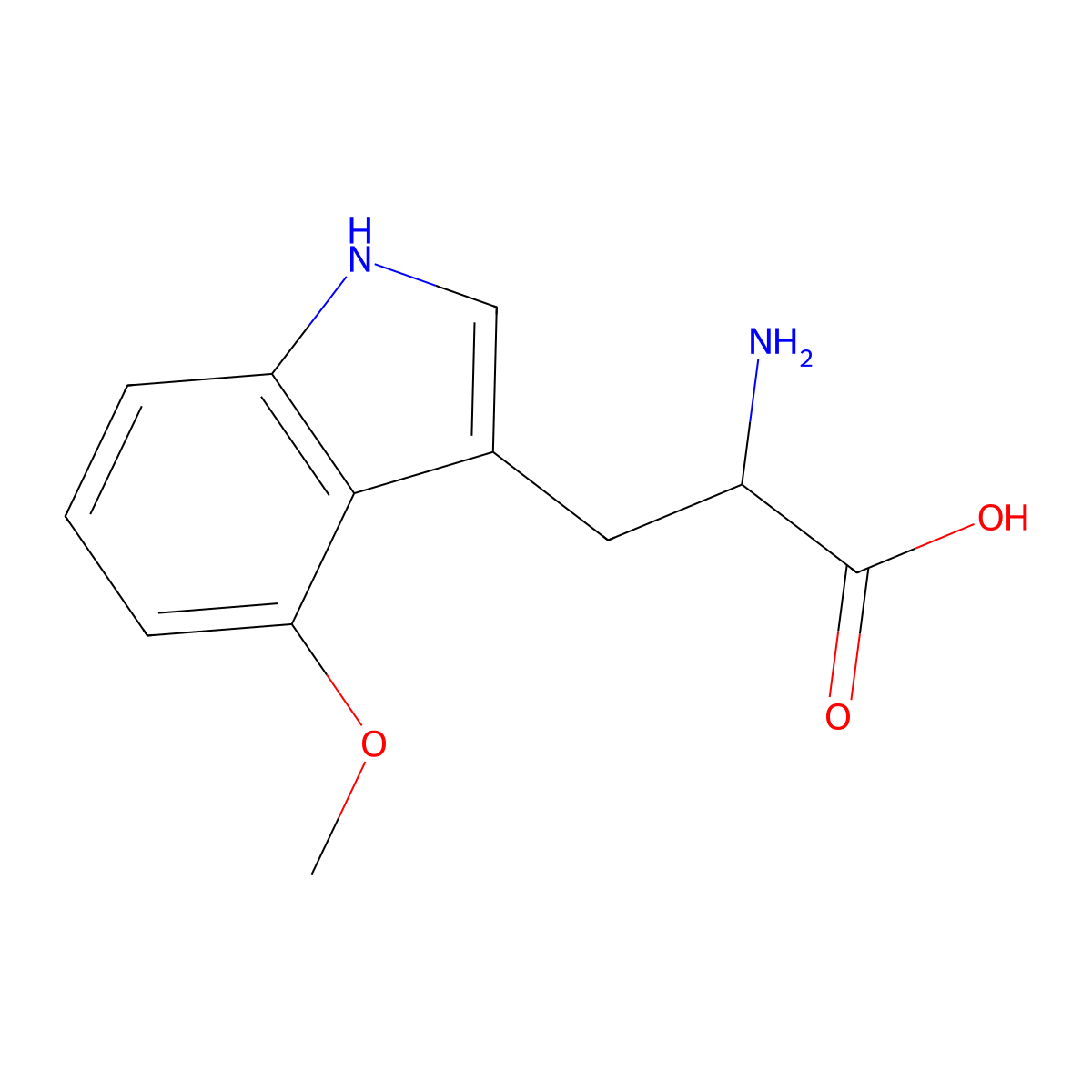 2-amino-3-(4-methoxy-1H-indol-3-yl)propanoic Acid molecular structure, CAS 199540-73-3