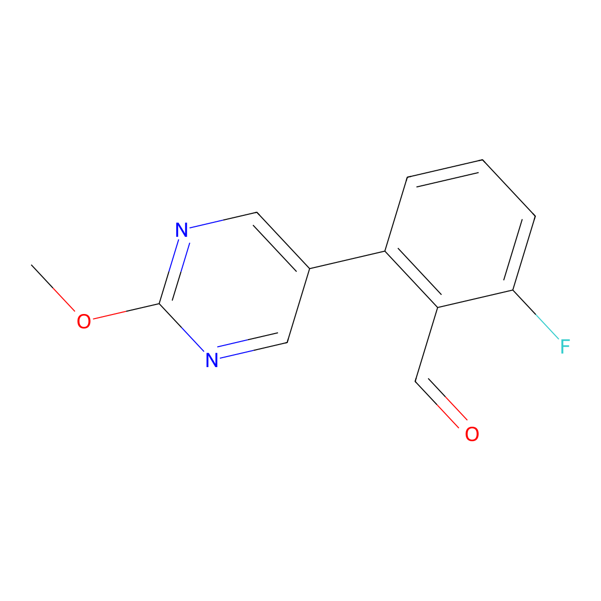 2-Fluoro-6-(2-methoxypyrimidin-5-yl)benzaldehyde molecular structure, CAS 1995400-59-3