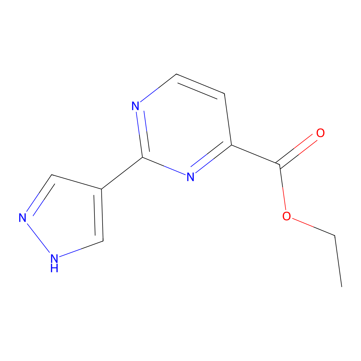 ethyl 2-(1H-pyrazol-4-yl)pyrimidine-4-carboxylate molecular structure, CAS 1995484-78-0
