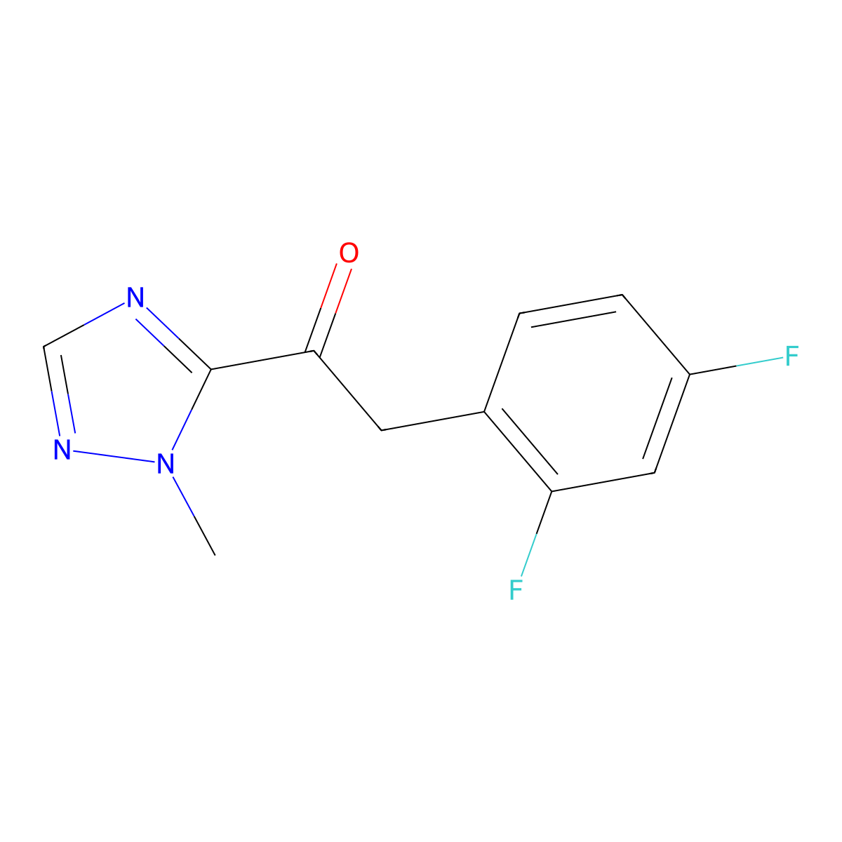 2-(2,4-difluorophenyl)-1-(1-methyl-1H-1,2,4-triazol-5-yl)ethan-1-one molecular structure, CAS 1995498-11-7