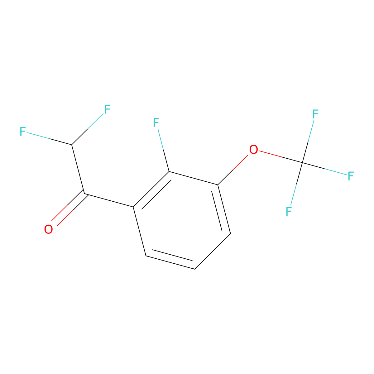 2,2-Difluoro-1-(2-fluoro-3-(trifluoromethoxy)phenyl)ethanone molecular structure, CAS 1995550-14-5