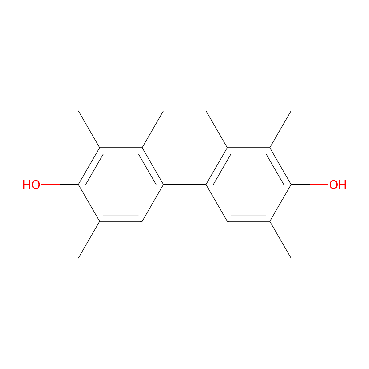 2,2',3,3',5,5'-Hexamethyl(1,1'-biphenyl)-4,4'-diol molecular structure, CAS 19956-76-4