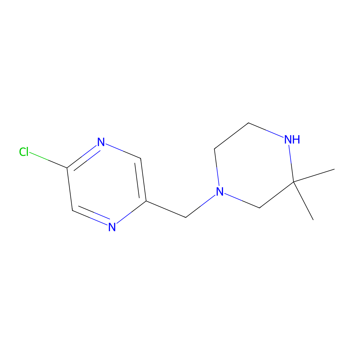 2-Chloro-5-[(3,3-dimethylpiperazin-1-yl)methyl]pyrazine molecular structure, CAS 1995643-56-5