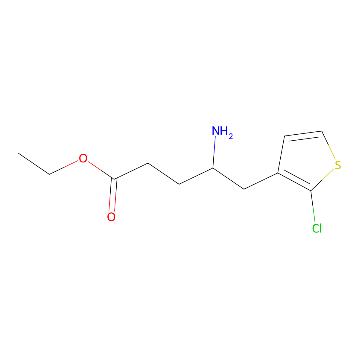 Ethyl 4-amino-5-(2-chlorothiophen-3-yl)pentanoate molecular structure, CAS 1995727-51-9