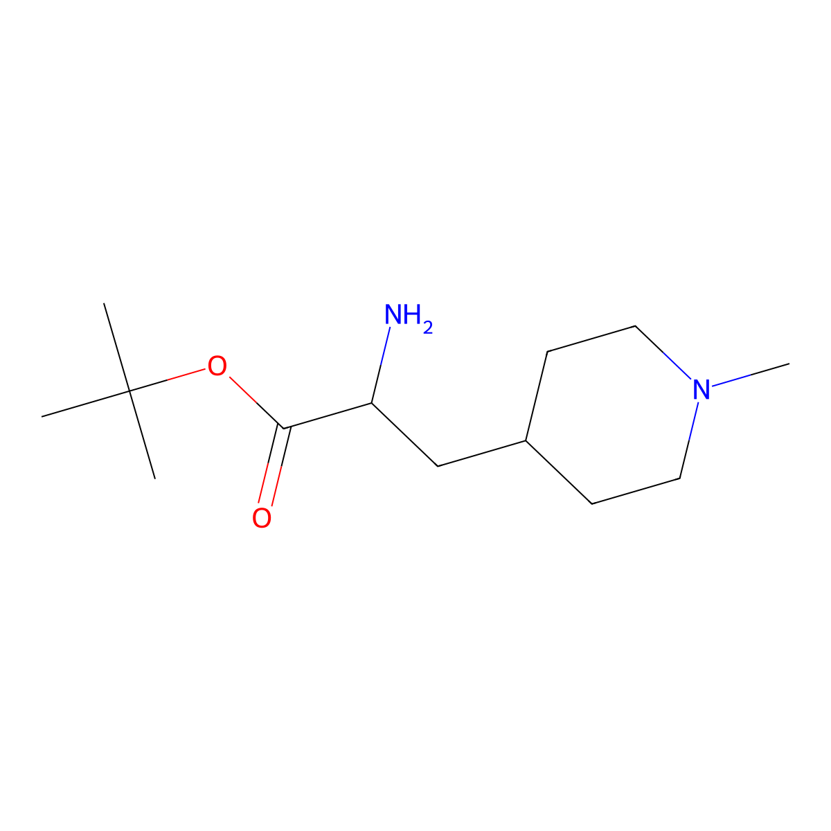 Tert-butyl 2-amino-3-(1-methylpiperidin-4-yl)propanoate molecular structure, CAS 1995839-81-0