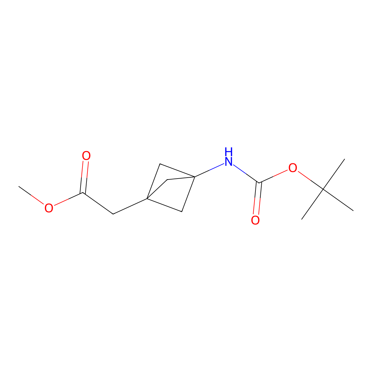 Methyl 2-(3-((tert-butoxycarbonyl)amino)bicyclo[1.1.1]pentan-1-yl)acetate molecular structure, CAS 1995848-08-2
