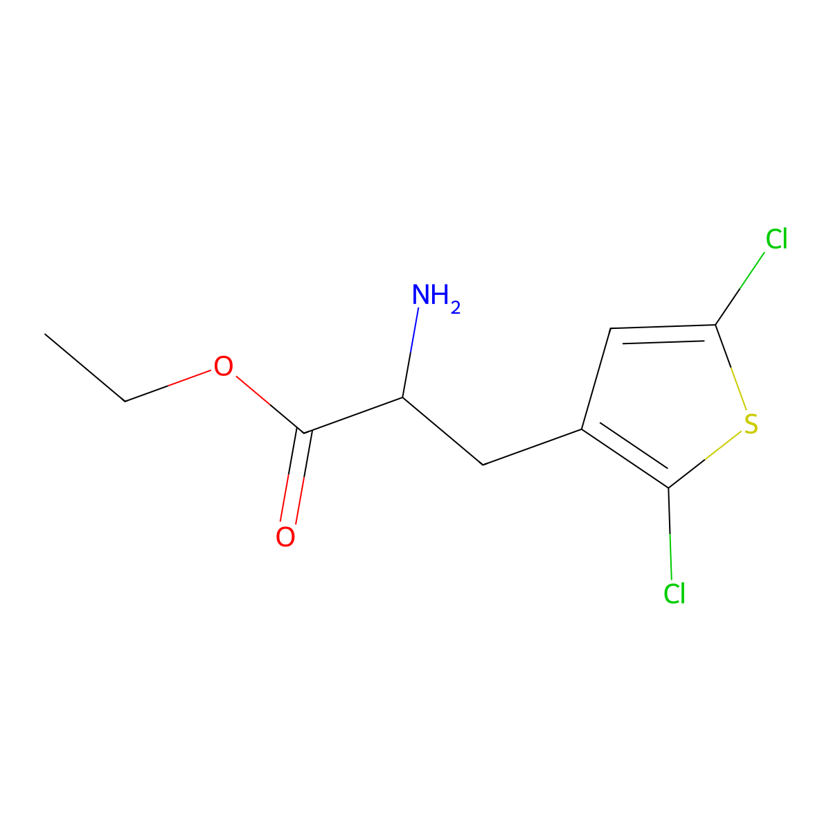 Ethyl 2-amino-3-(2,5-dichlorothiophen-3-yl)propanoate molecular structure, CAS 1995853-83-2
