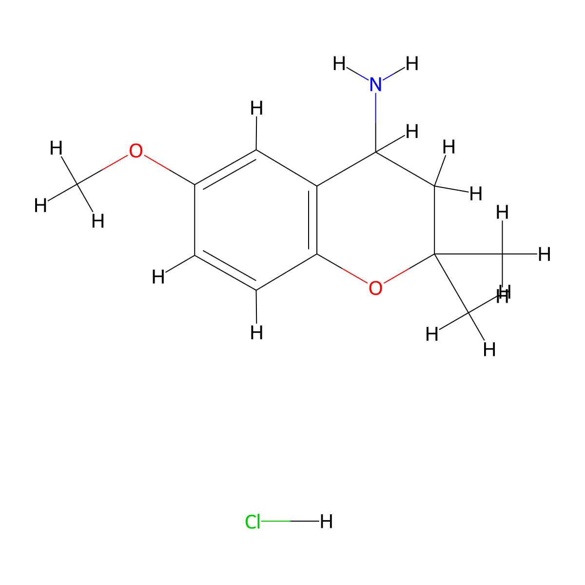 (6-Methoxy-2,2-dimethyl-3,4-dihydro-2H-chromen-4-yl)amine hydrochloride molecular structure, CAS 199586-60-2