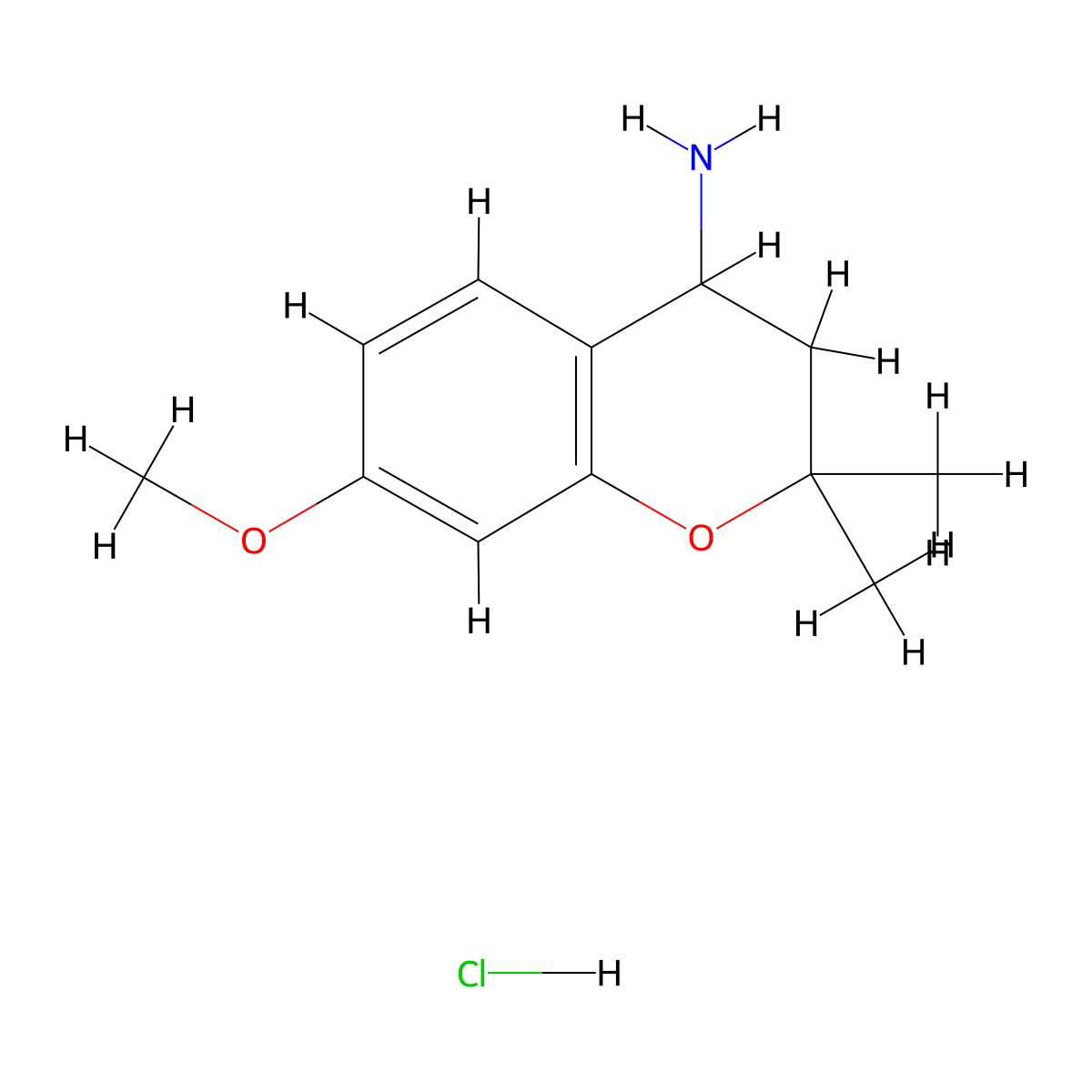 7-Methoxy-2,2-dimethyl-chroman-4-ylamine hydrochloride molecular structure, CAS 199586-71-5