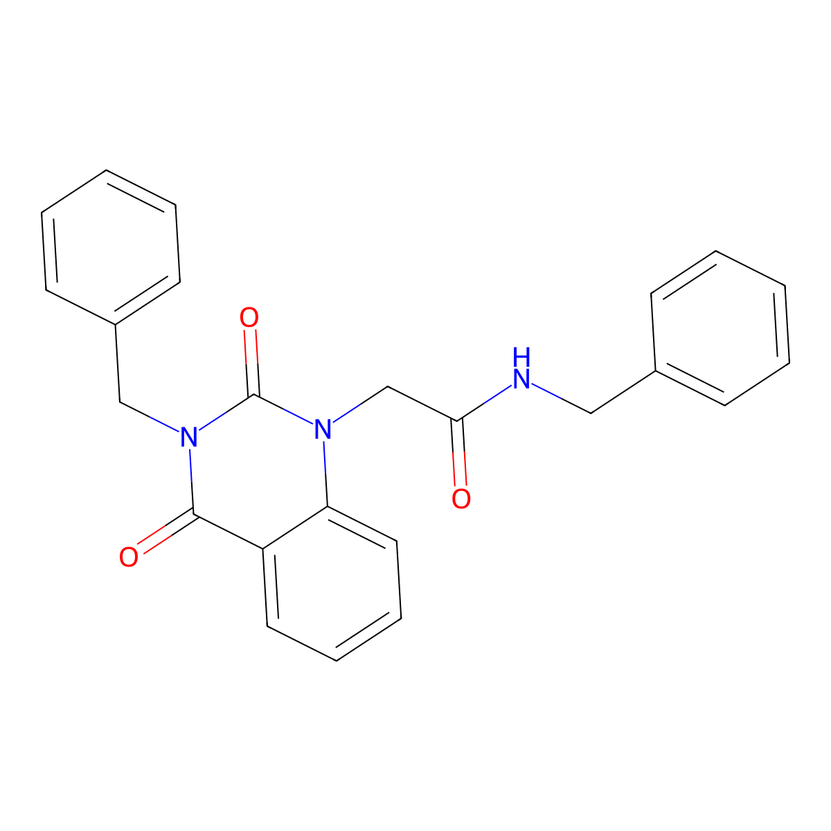 N-benzyl-2-(3-benzyl-2,4-dioxo-3,4-dihydroquinazolin-1(2H)-yl)acetamide molecular structure, CAS 199587-95-6
