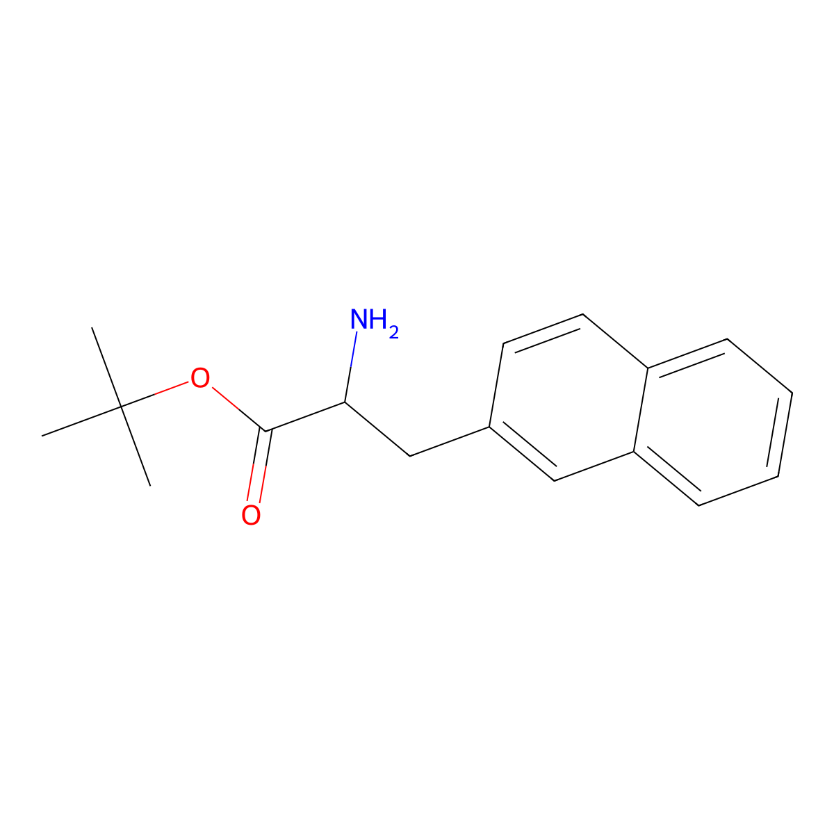 tert-butyl (2S)-2-amino-3-(naphthalen-2-yl)propanoate molecular structure, CAS 199588-96-0