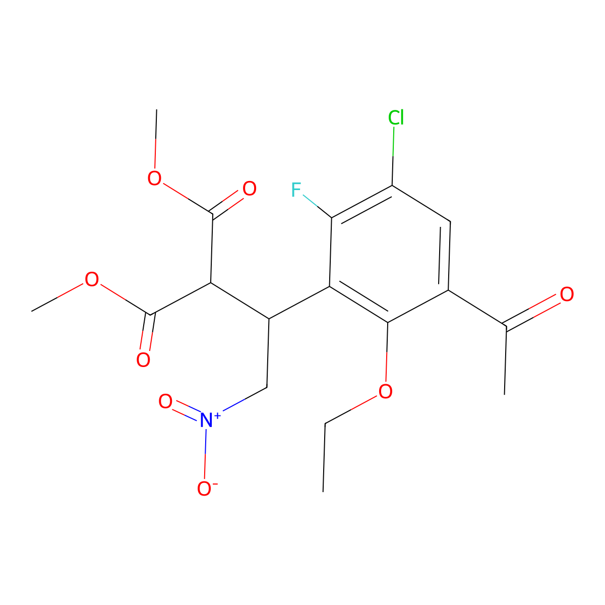 Propanedioic acid, 2-[(1R)-1-(3-acetyl-5-chloro-2-ethoxy-6-fluorophenyl)-2-nitroethyl]-, 1,3-dimethyl ester molecular structure, CAS 1995889-54-7
