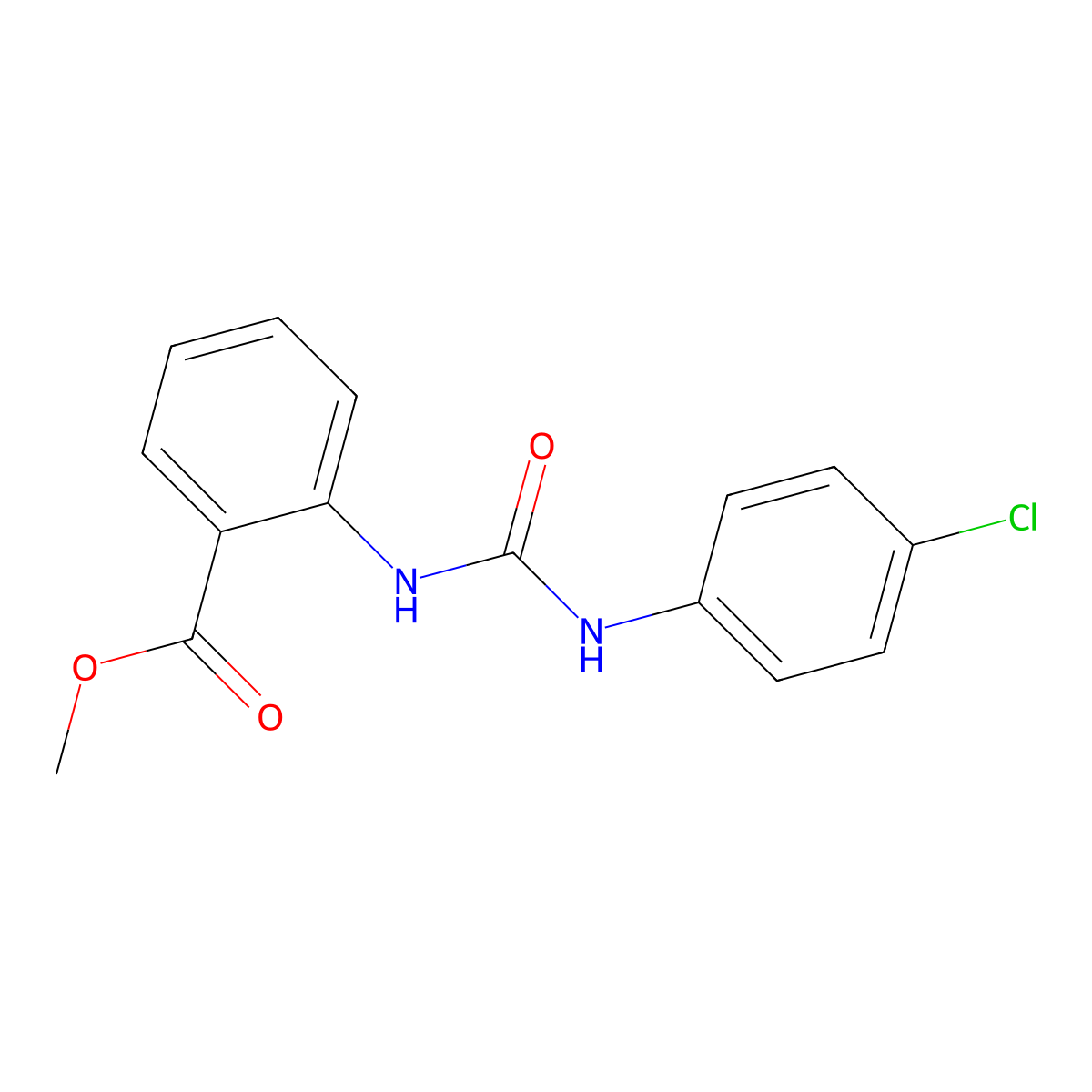 Methyl 2-(((4-chloroanilino)carbonyl)amino)benzoate molecular structure, CAS 19959-41-2