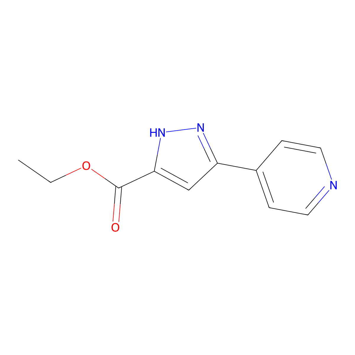 5-Pyridin-4-yl-1(2)H-pyrazole-3-carboxylic acid ethyl ester molecular structure, CAS 19959-81-0