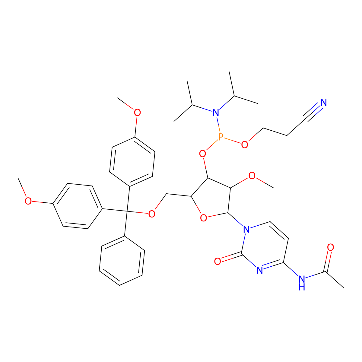 2'-OMe-Ac-C Phosphoramidite molecular structure, CAS 199593-09-4