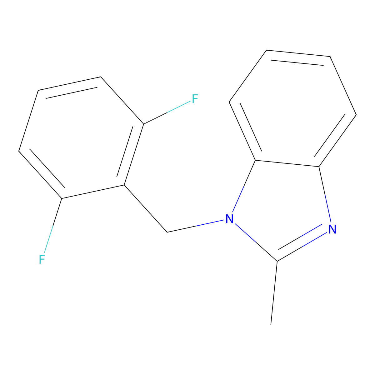 1-((2,6-Difluorophenyl)methyl)-2-methylbenzimidazole molecular structure, CAS 199594-68-8