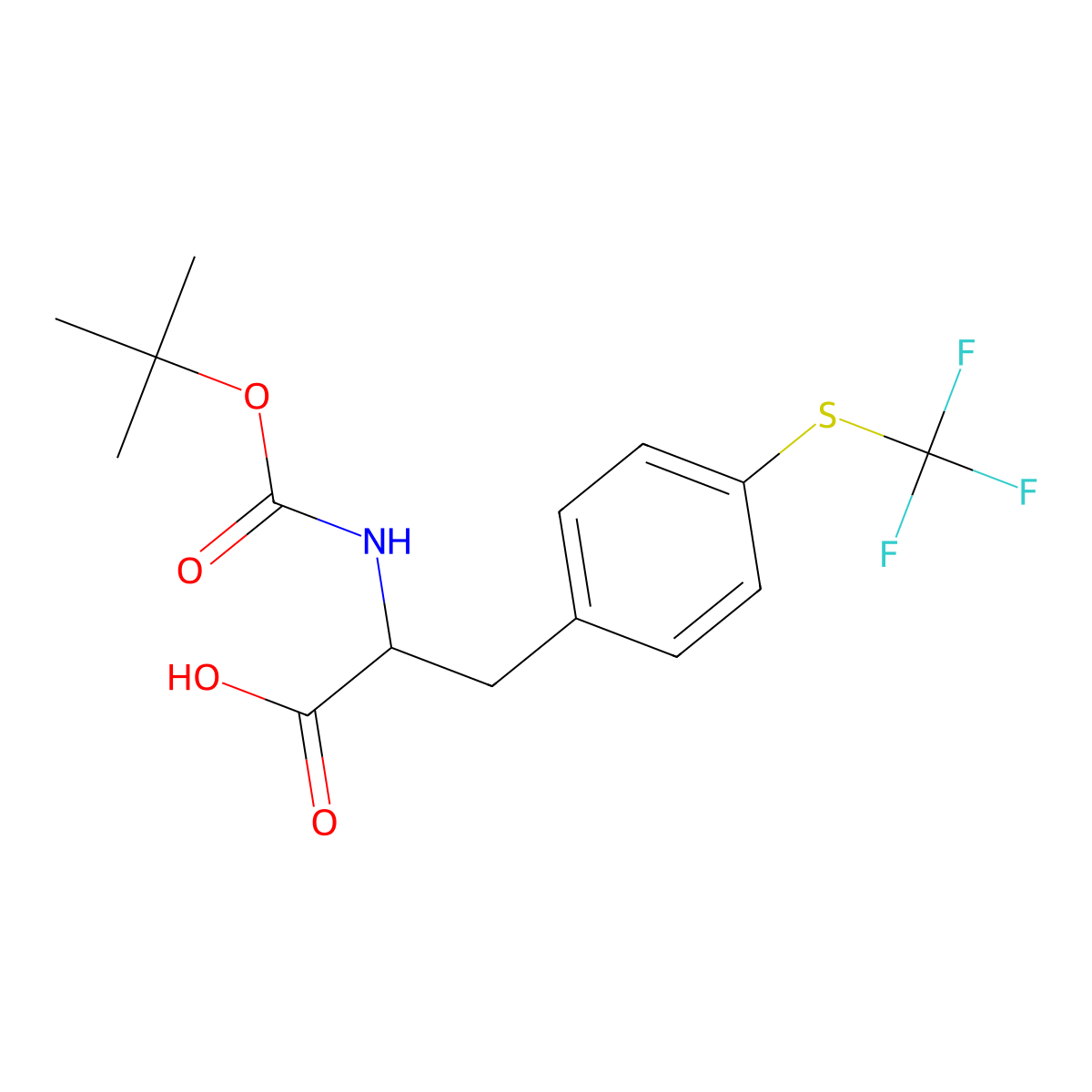 2-{[(Tert-butoxy)carbonyl]amino}-3-{4-[(trifluoromethyl)sulfanyl]phenyl}propanoic acid molecular structure, CAS 1995964-45-8