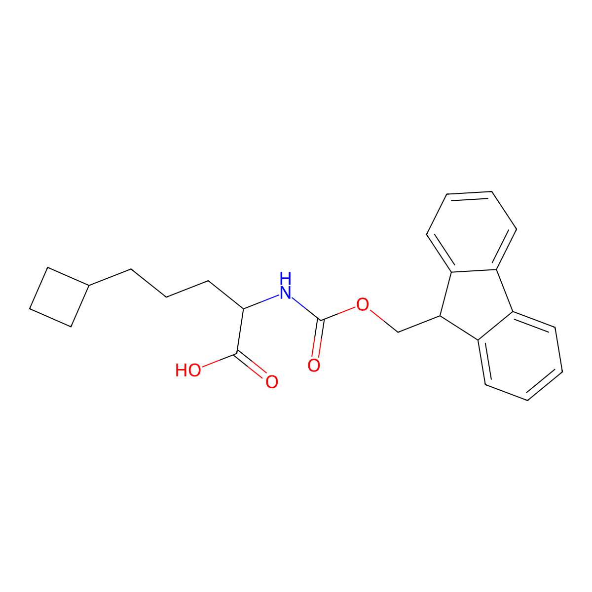 5-cyclobutyl-2-({[(9H-fluoren-9-yl)methoxy]carbonyl}amino)pentanoic acid molecular structure, CAS 1995969-26-0