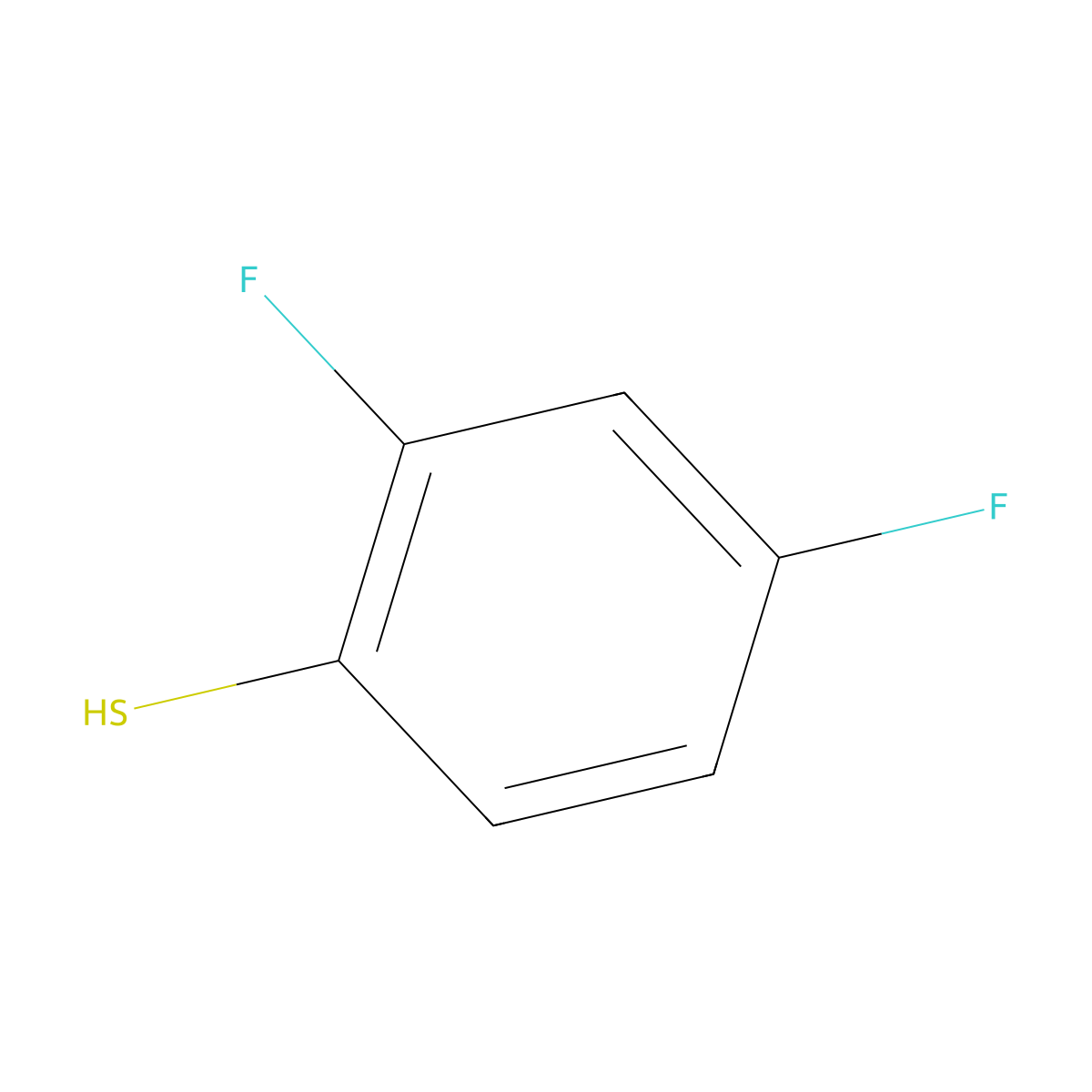 2,4-Difluorobenzene-1-thiol molecular structure, CAS 1996-44-7