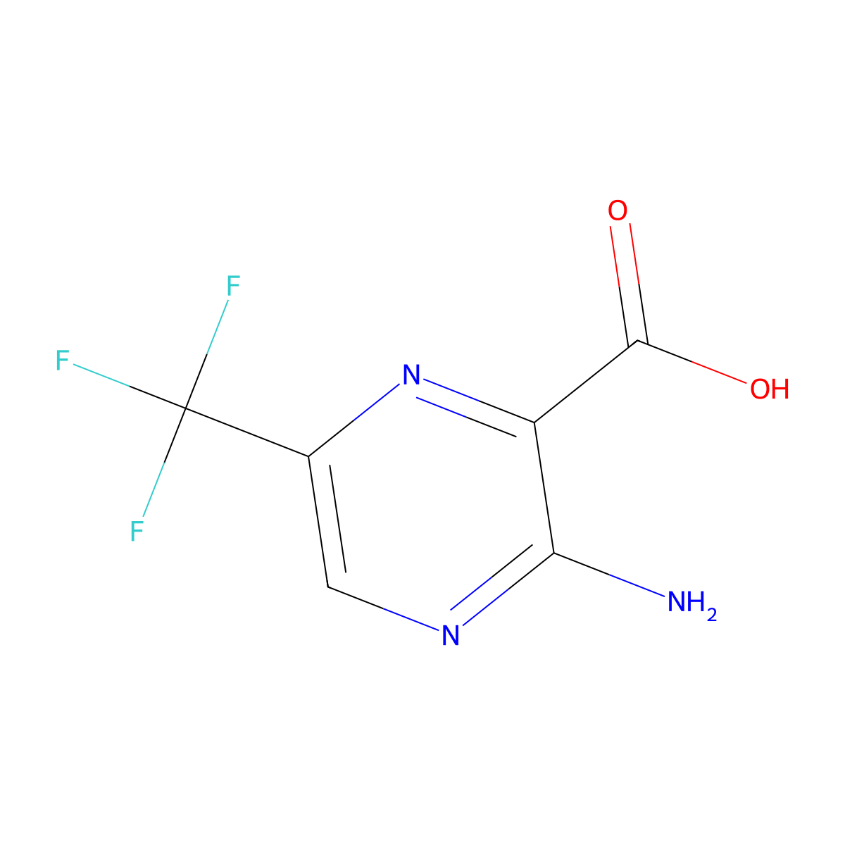 3-Amino-6-(trifluoromethyl)pyrazine-2-carboxylic acid molecular structure, CAS 1996-45-8