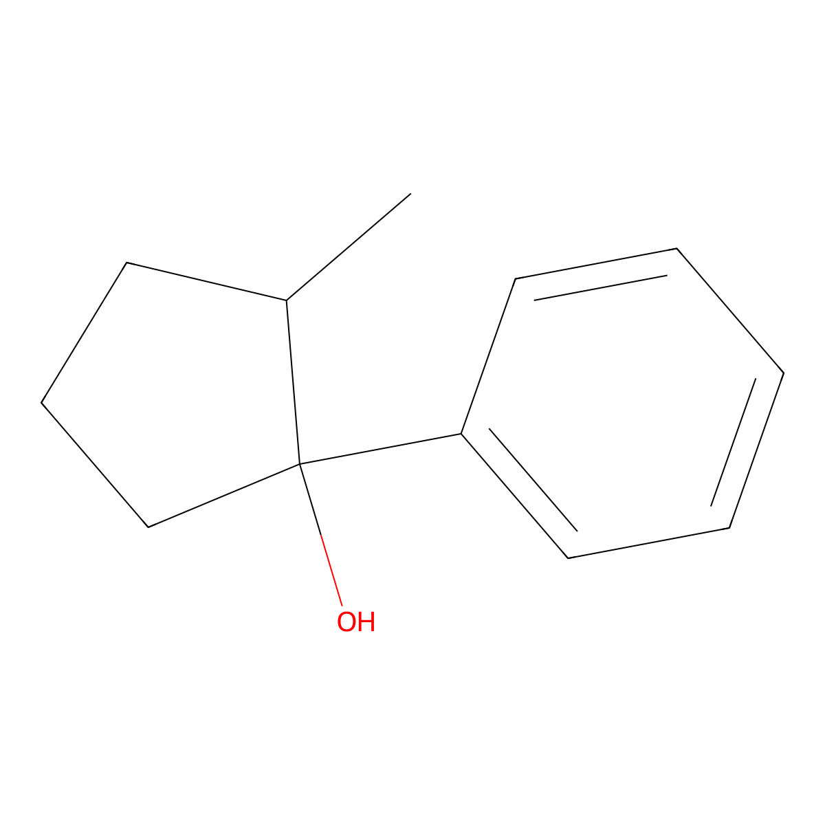 2-Methyl-1-phenylcyclopentan-1-OL molecular structure, CAS 19960-95-3