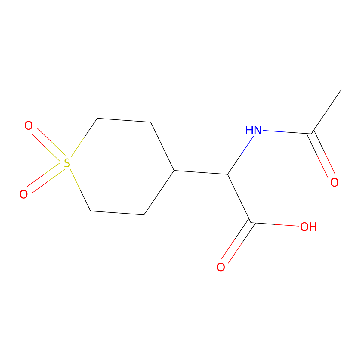 2-(1,1-Dioxo-1lambda6-thian-4-yl)-2-acetamidoacetic acid molecular structure, CAS 1996007-51-2