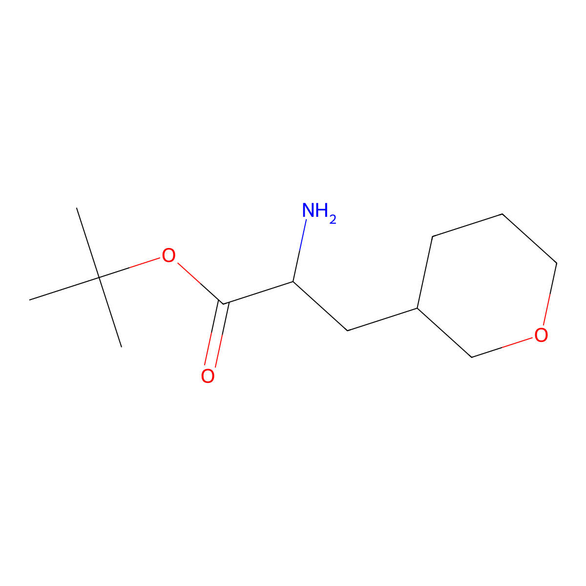 Tert-butyl 2-amino-3-(oxan-3-yl)propanoate molecular structure, CAS 1996008-33-3
