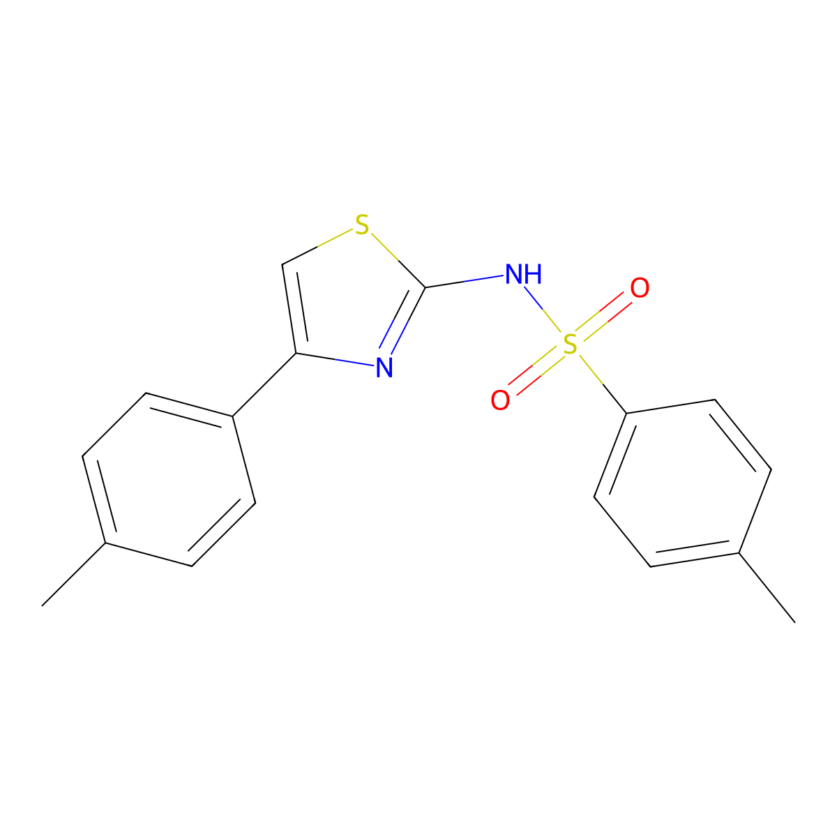 4-methyl-N-[4-(4-methylphenyl)-1,3-thiazol-2-yl]benzenesulfonamide molecular structure, CAS 199601-87-1