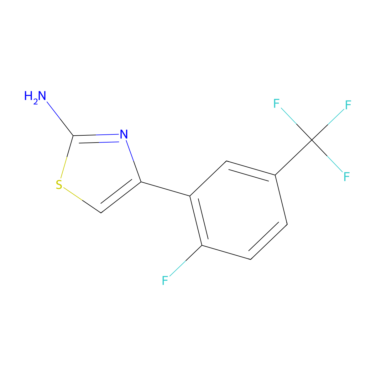 4-(2-Fluoro-5-(trifluoromethyl)phenyl)thiazol-2-amine molecular structure, CAS 199602-12-5