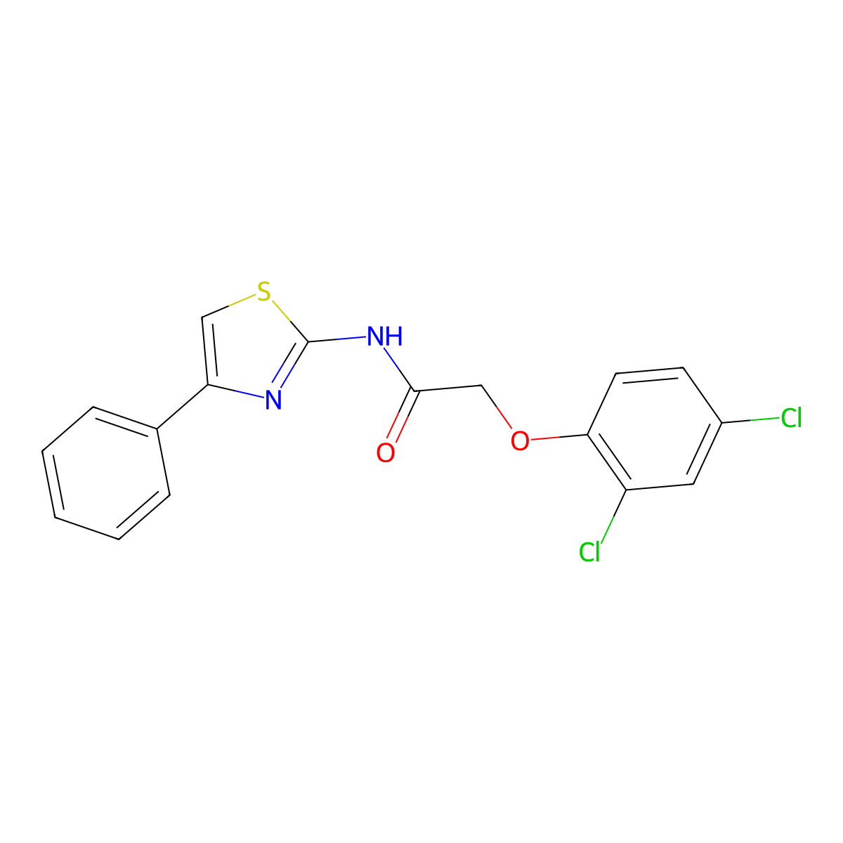 2-(2,4-dichlorophenoxy)-N-(4-phenyl-1,3-thiazol-2-yl)acetamide molecular structure, CAS 199602-20-5