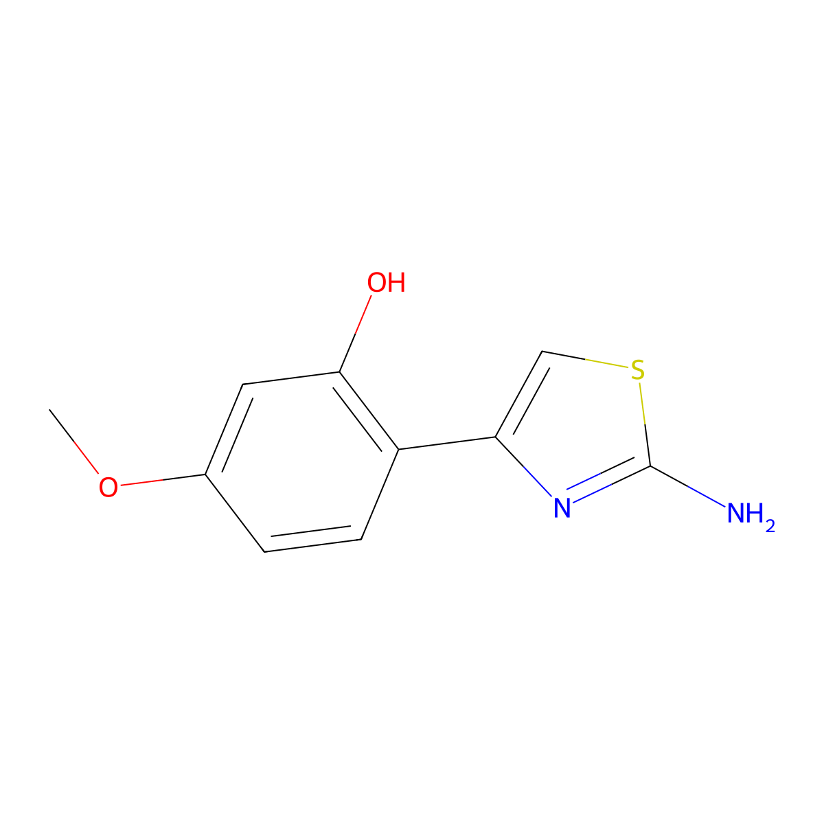 2-(2-Amino-1,3-thiazol-4-yl)-5-methoxyphenol molecular structure, CAS 199602-28-3