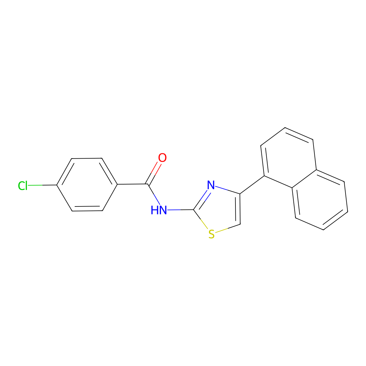 4-chloro-N-(4-naphthalen-1-yl-1,3-thiazol-2-yl)benzamide molecular structure, CAS 199602-41-0
