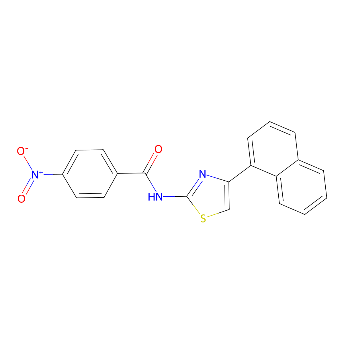 (Z)-N-(4-(naphthalen-1-yl)thiazol-2(3H)-ylidene)-4-nitrobenzamide molecular structure, CAS 199602-43-2