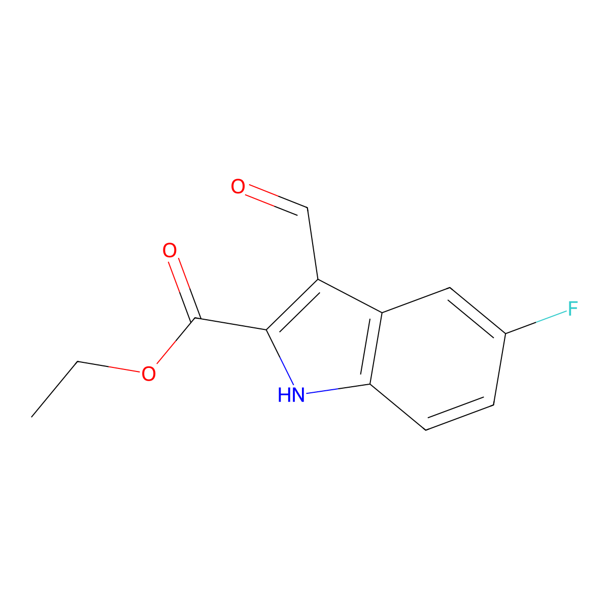 ethyl 5-fluoro-3-formyl-1H-indole-2-carboxylate molecular structure, CAS 199603-85-5