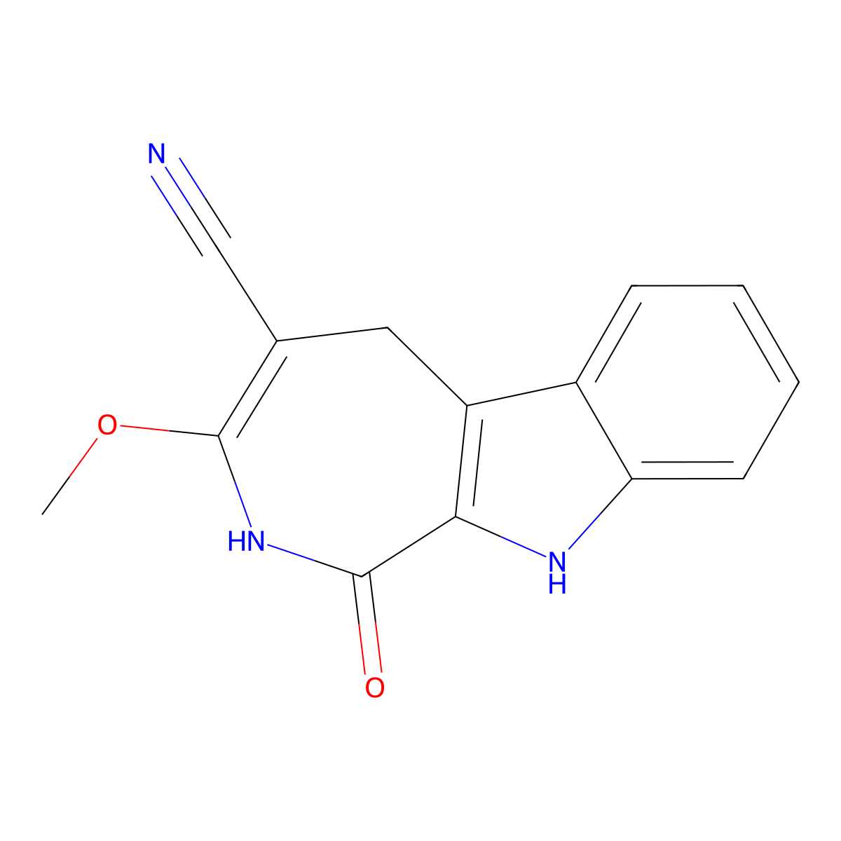 3-Methoxy-1-oxo-1,2,5,10-tetrahydroazepino[3,4-b]indole-4-carbonitrile molecular structure, CAS 199604-01-8