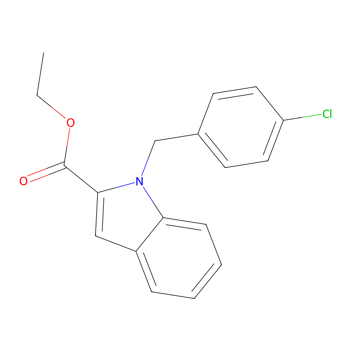 Ethyl 1-(4-chlorobenzyl)-1H-indole-2-carboxylate molecular structure, CAS 199604-34-7